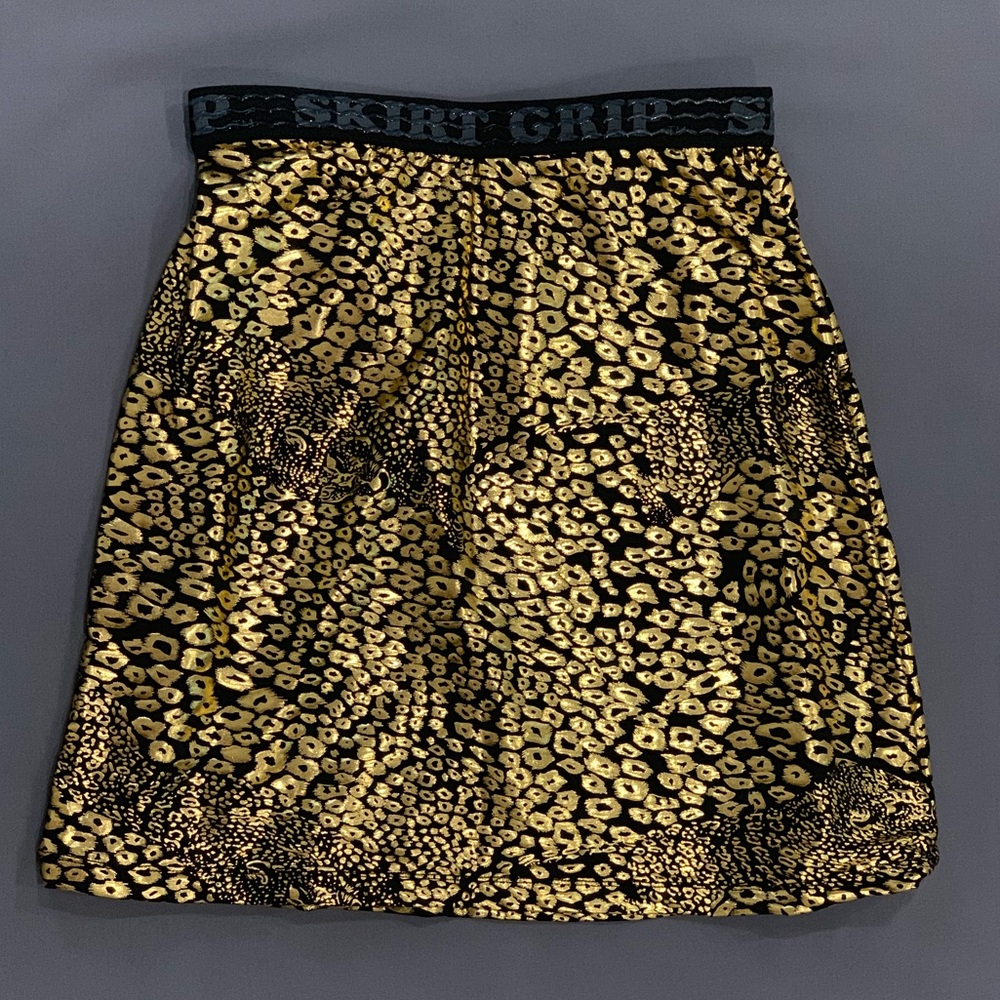 Skirt Grip - Knit Skirt - gold metallic leopard